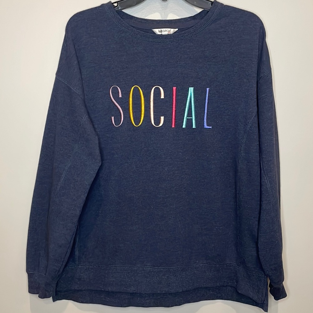 WILDFOX  Embroidered Lettering Size Medium Sweater with Split sides
